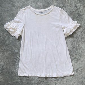 LOFT Ruffle Sleeve White Top